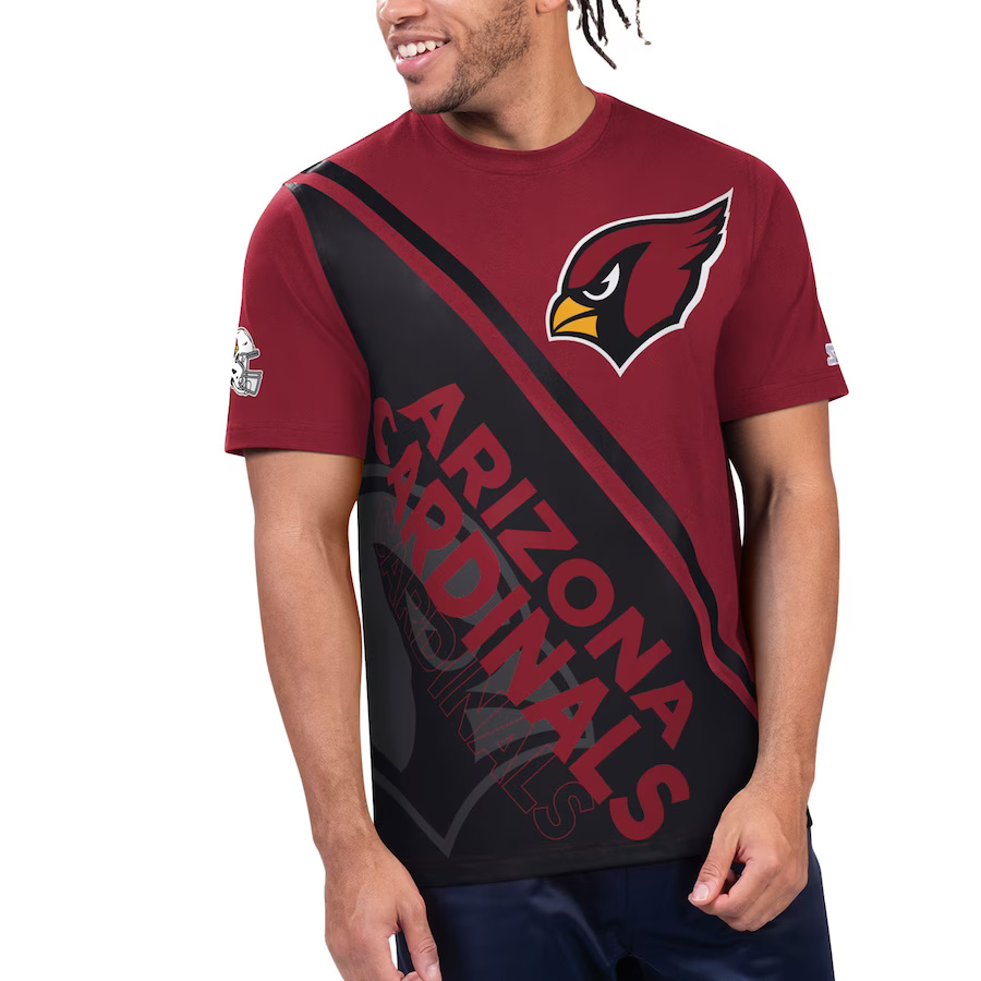 Men's Arizona Cardinals Red/Black Starter Finish Line T-Shirt